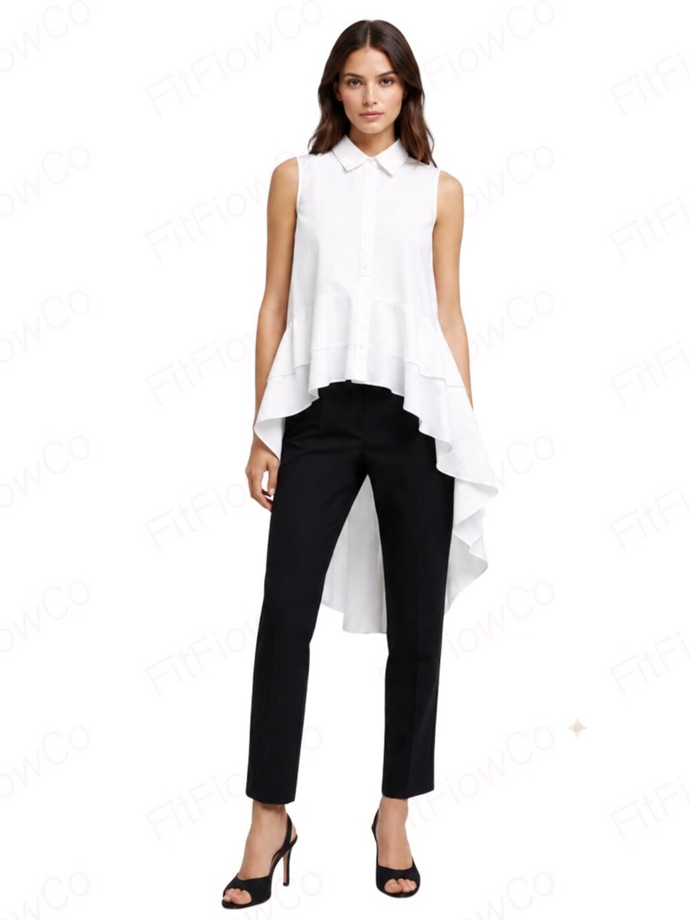 Walter Baker White Sleeveless High Low Peplum Blouse M Cotton